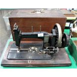 Seidel & Naumann vintage sewing machine in inlaid wooden case