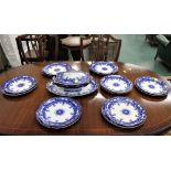 Blue part dinner service by F & S Richmond of Burslem