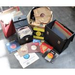 Quantity of Bakelite records and record cases