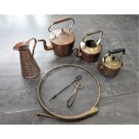 Brass and copper kettles,