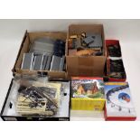 Two boxes of mostly Hornby 00 gauge buildings, platforms,