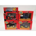 Five Britain's farm models, tractor 00225, tractor 43091A1, tractor 40511,