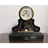 French Ducasse Claveau & Co black marble mantel clock, 41 cm high,