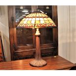 Tree form Tiffany style lamp on metal base,