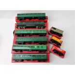 Box of Hornby and Triang boxed coaches,