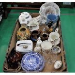 Box of china, ornaments, jugs, vases, plates,