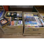 Two boxes of VHS tapes