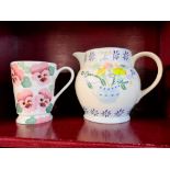 Bridgewater spongeware jug and Emma Bridgewater Pansy mug