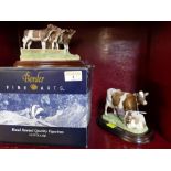 Boxed Border Fine Arts Ayrshire cows and unboxed Border Fine Arts cow and calf