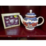 Emma Bridgewater teapot for Queens Diamond Jubilee and mini Steiff bear tea set