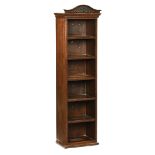 An early 20th century oak narrow bookcase,