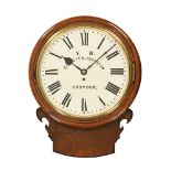 A 19th century drop dial single fusee wall clock by Gillette & Johnston Croydon, case diameter 44.