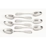 A set of six silver coloured metal tablespoons, each bearing marks to the trefoil BH & WS.