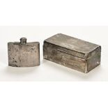 WITHDRAWN - A silver hip flask Birmingham 1941, engraved with initials T.R.R.