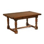 A reproduction oak refectory table,