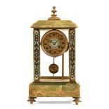 A 19th century French onyx and champleve enamel mantel clock,