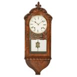 A 19th century walnut wall clock,