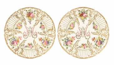 A pair of Andre Marie Leboeuf Paris porcelain plates, later 19th century copies,