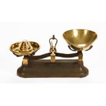 A set of Victorian brass and iron scales, with brass weights.