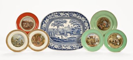 Six 19th century Prattware plates.
