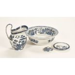 A Wedgwood Willow patterned toilet jug and basin set.