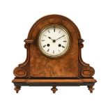 A 19th century burr walnut mantel clock,