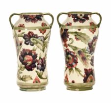 A pair of Moorcroft pottery two handled baluster vases,