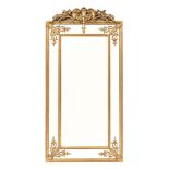 A late 20th century gilt framed mirror, rectangular form. Height 184 cm, width 92 cm.