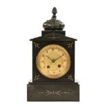 A 19th century black marble mantel clock,