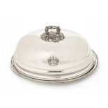 A large silver plated meat dish and cover. Dish length 56 cm. (see illustration).