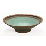 British School 20th century studio pottery bowl, with indistinct signature to base,