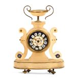 A 19th century French alabaster mantel clock,