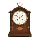 Cameron & Son Kilmarnock an Edwardian mahogany inlaid cased mantel clock,