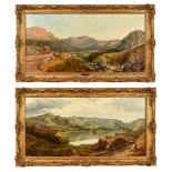 George William Pettitt (FL 1857-1862), Grasmere from up and down the valley, a pair, oil on canvas.