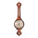 A 19th century rosewood wheel barometer, signed J Spittall Whitehaven, with silvered thermometer,