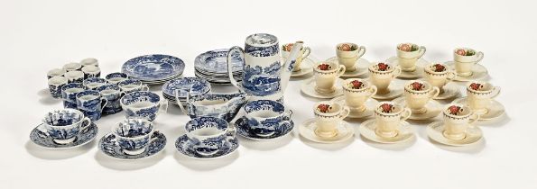 A quantity of Spode Italian blue and white tea and coffee ware and a Wedgwood bullfinch coffee set,
