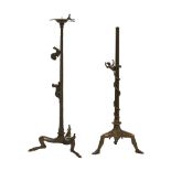 A pair of Grand Tour bronze three legged candlesticks. Tallest 39 cm.