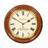 A Victorian mahogany wall clock, with single train fusee movement,