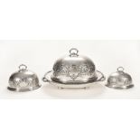 A set of three late 19th century silver plated meat domes, by Cooper Brothers, Don Works,