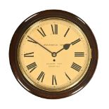 A late Victorian mahogany single fusee wall clock, Marlborough Arms Sedgemoor Place London SE5,