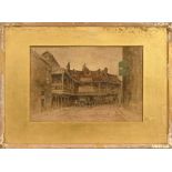 Petersen Toft (1825-1901), watercolour "Old Tabard Inn" Southwark.