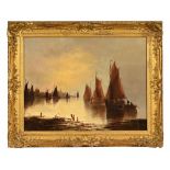 T Day (British School late 19th century), shipping in a busy estuary, signed lower left,