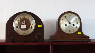 Two wooden mantel clocks