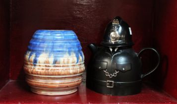 Carltonware glazed vase and novelty policeman teapot