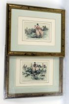 George Denholm Armour, two sporting prints, 11 x 18 cm, framed and mounted,