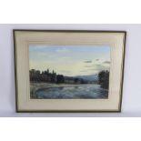 Tim Hawes a watercolour of fisherman and salmon in The River Dee,