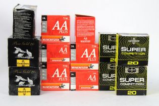 +/- Three hundred boxed 20 bore shotgun cartridges, to include Winchester AA+, Gamebore etc.