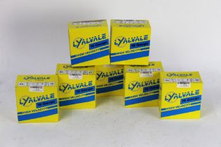 Seven boxes of Lyalvale 16 bore shotgun cartridges, 2 1/2" chamber, 28 gram shot size 4,