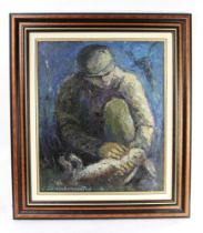 Jules de Meulemeester (Belgium 1920-2006) a mid century oil on canvas "The Poacher",
