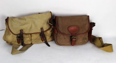 A vintage Brady bag and a leather and canvas cartridge bag.